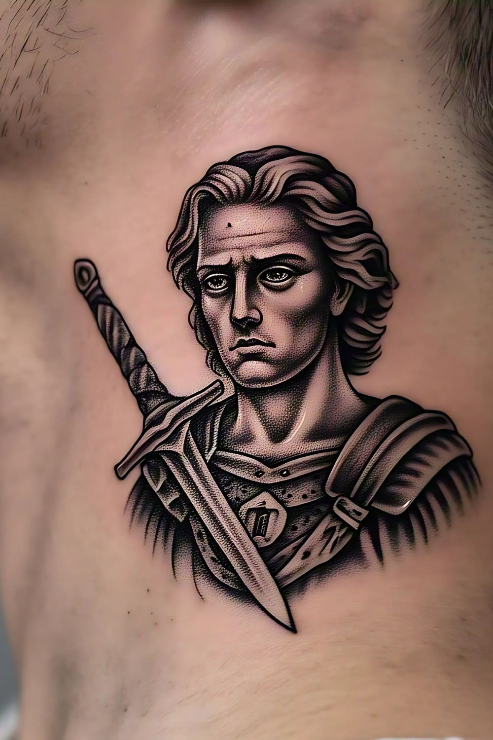 Saint Michael Tattoo on the Neck