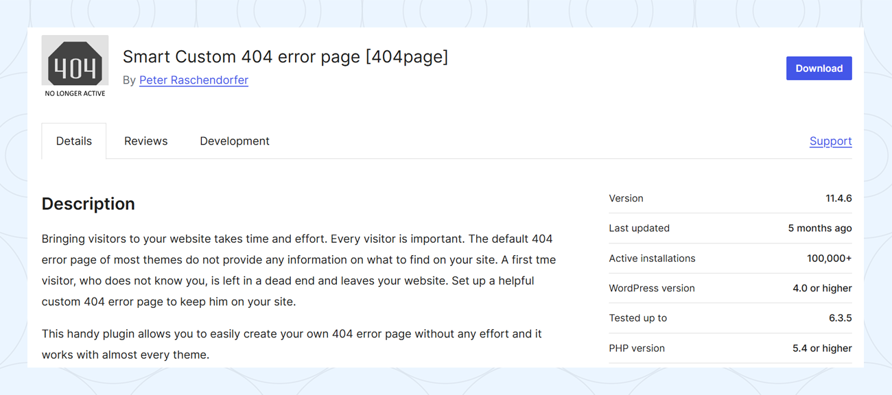 Smart Custom 404 Error Page (404page) plugin