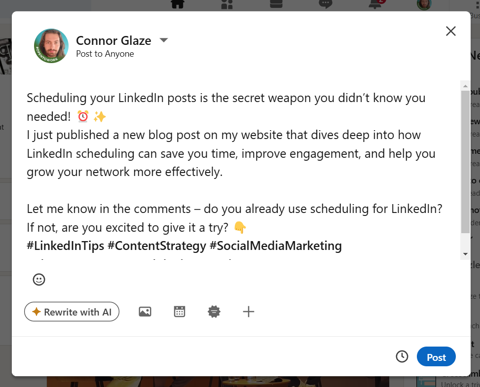 write linkedin post