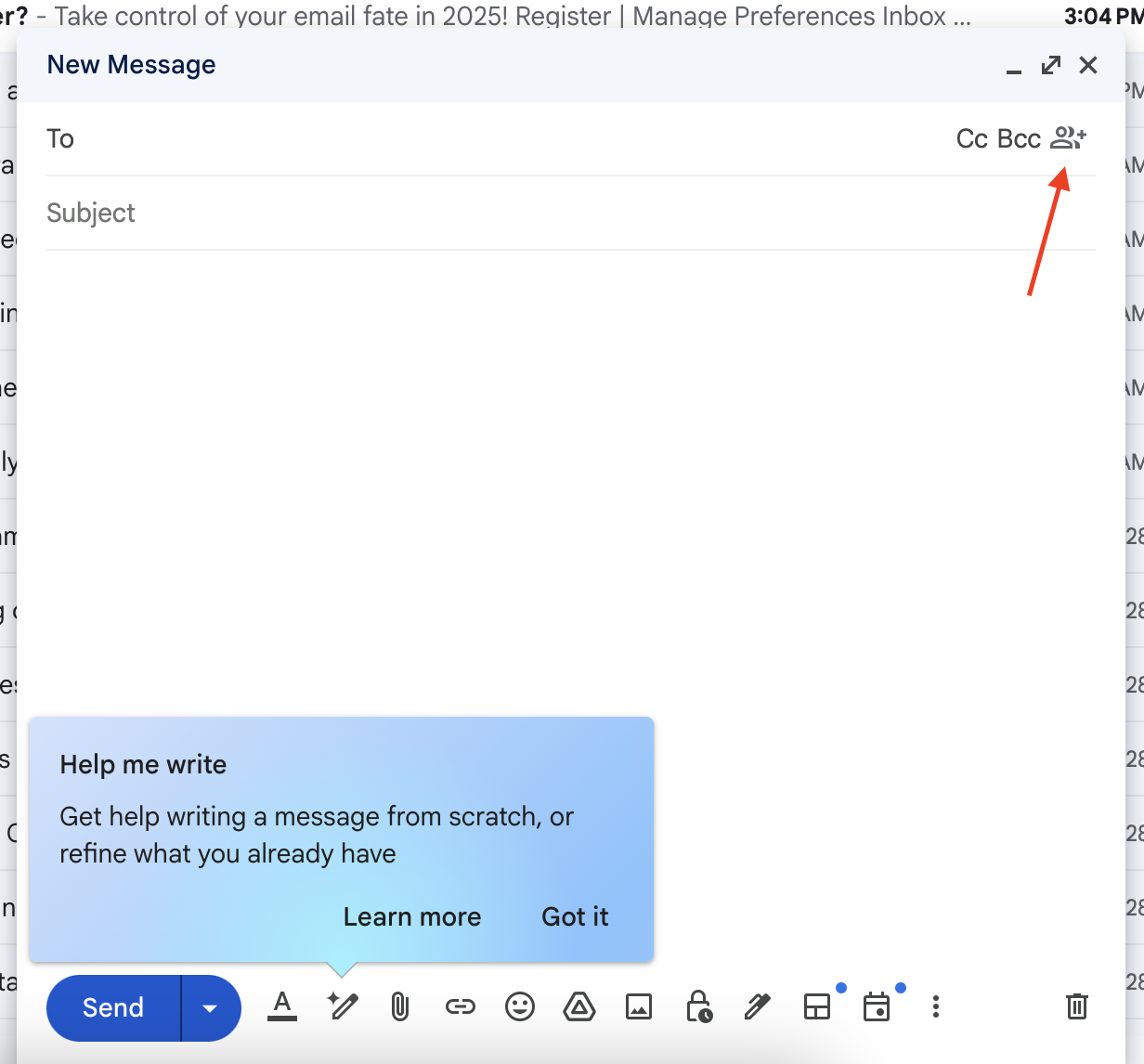 Gmail compose new email mail merge icon