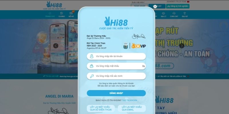Hướng dẫn đăng nhập Hi88 trên PC