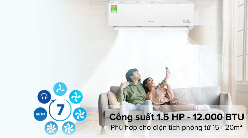 Máy lạnh Gree Inverter 1.5 HP GWC12PB-K3D0P4 - Công suất 1.5 HP