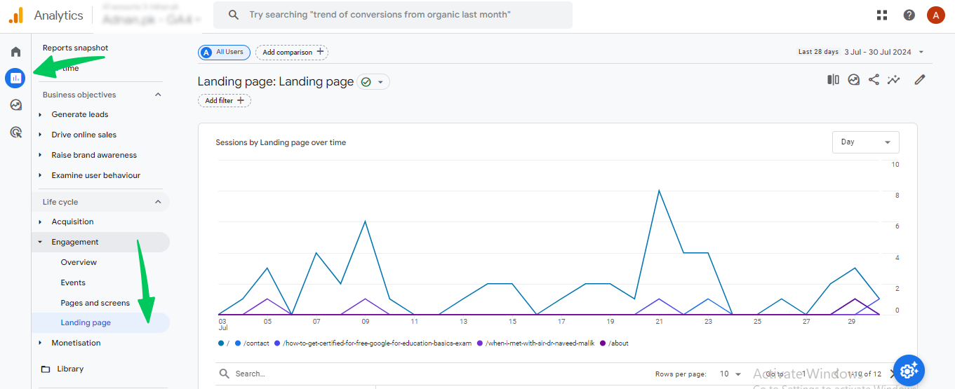 Native landing page report 