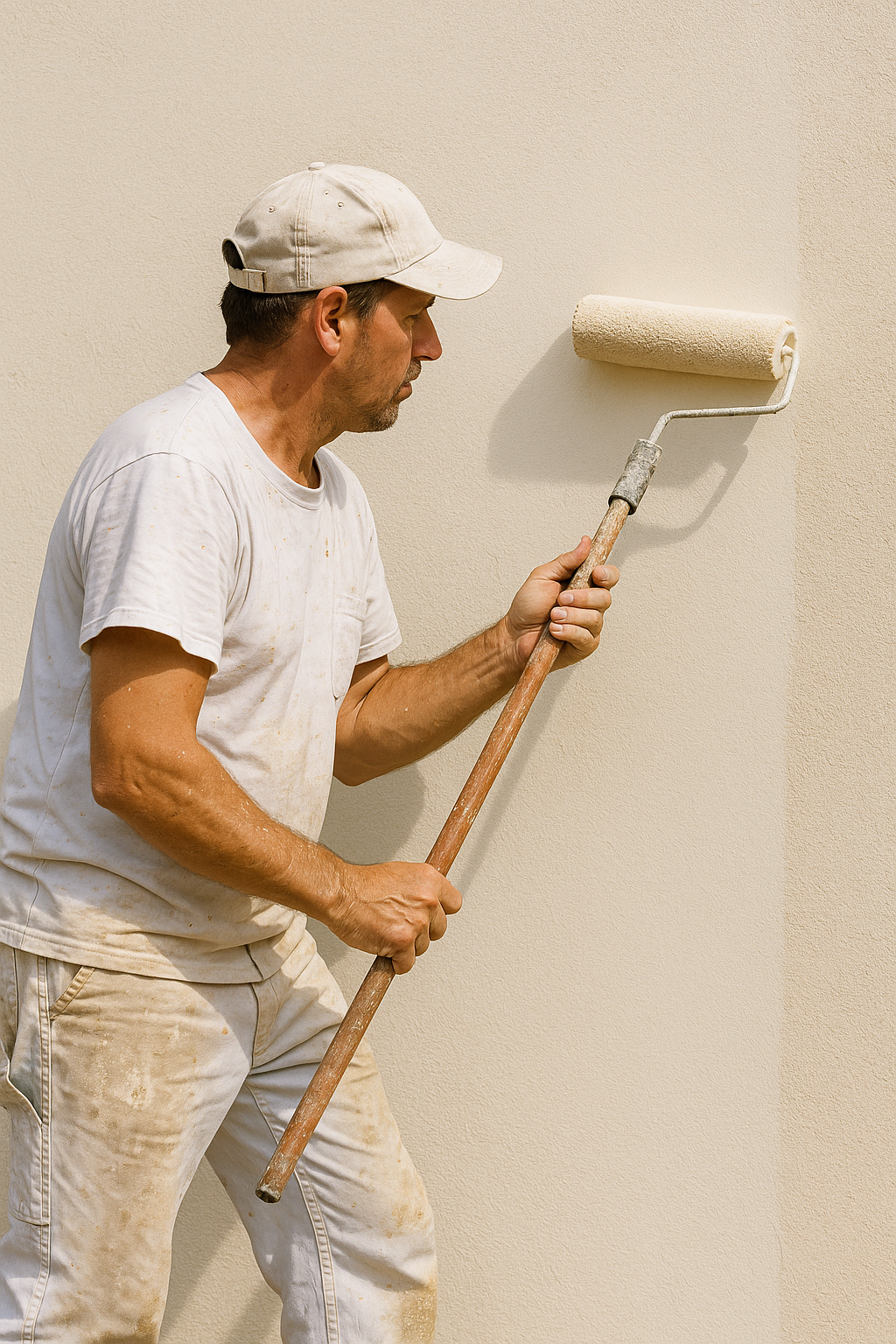 Local painter working on a wall