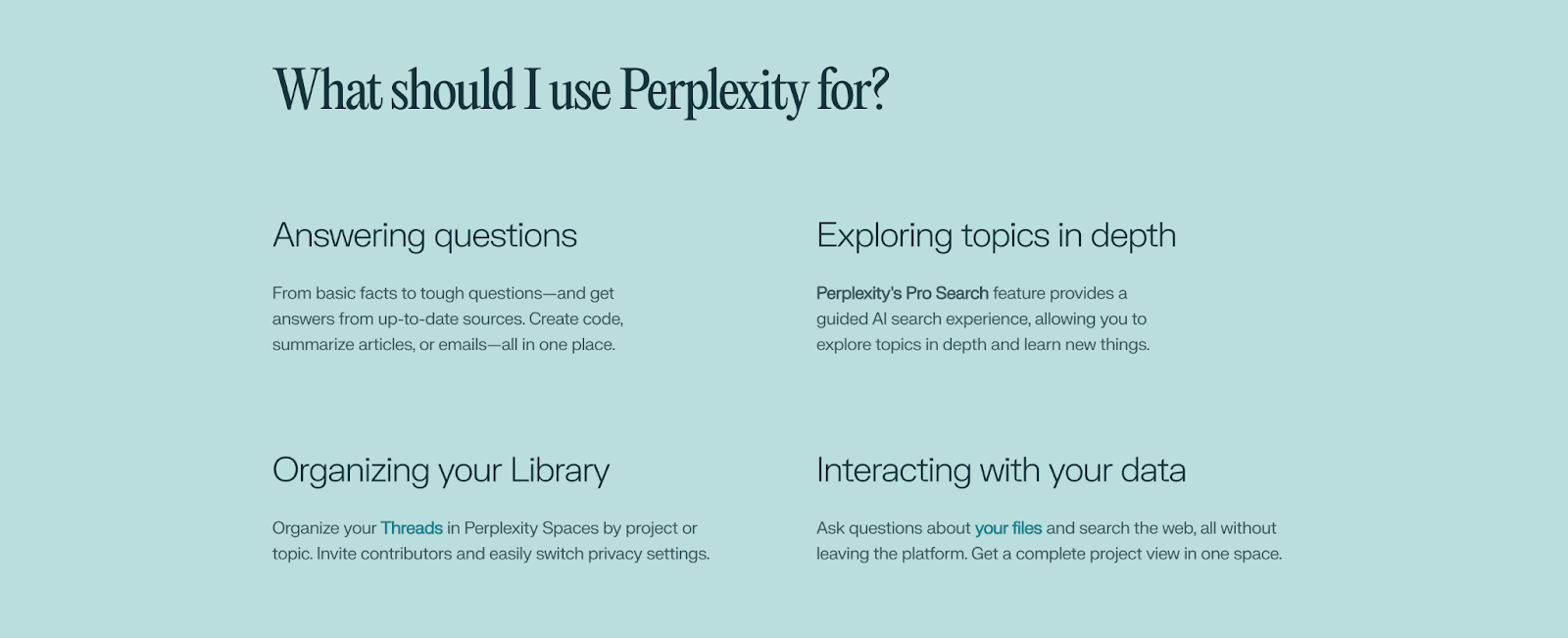 Features of Perplexity