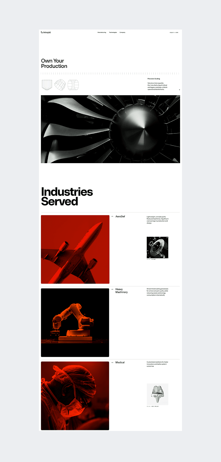 Image from the Elegant Web Design for Intrepid Automation by REJOUICE® article on Abduzeedo