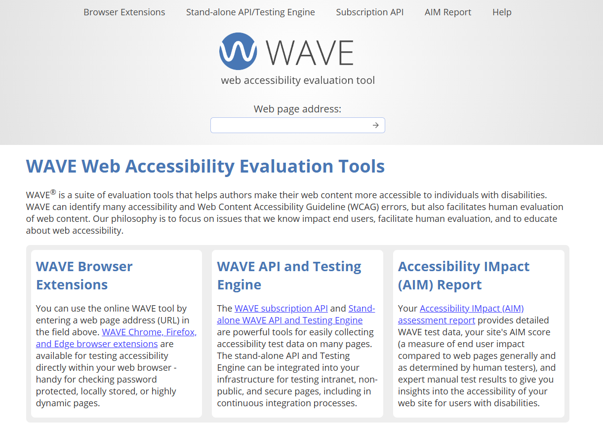 WAVE Web Accessibility Evaluation Tools
