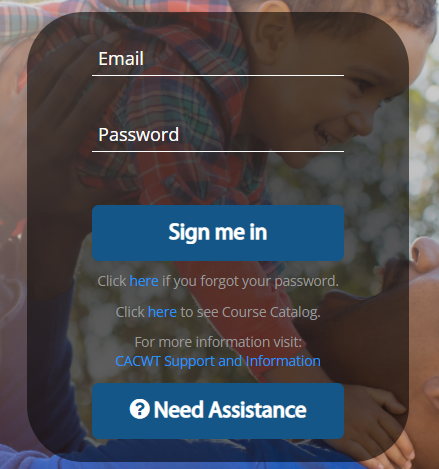 The CACWT login page containing the forgot password option.