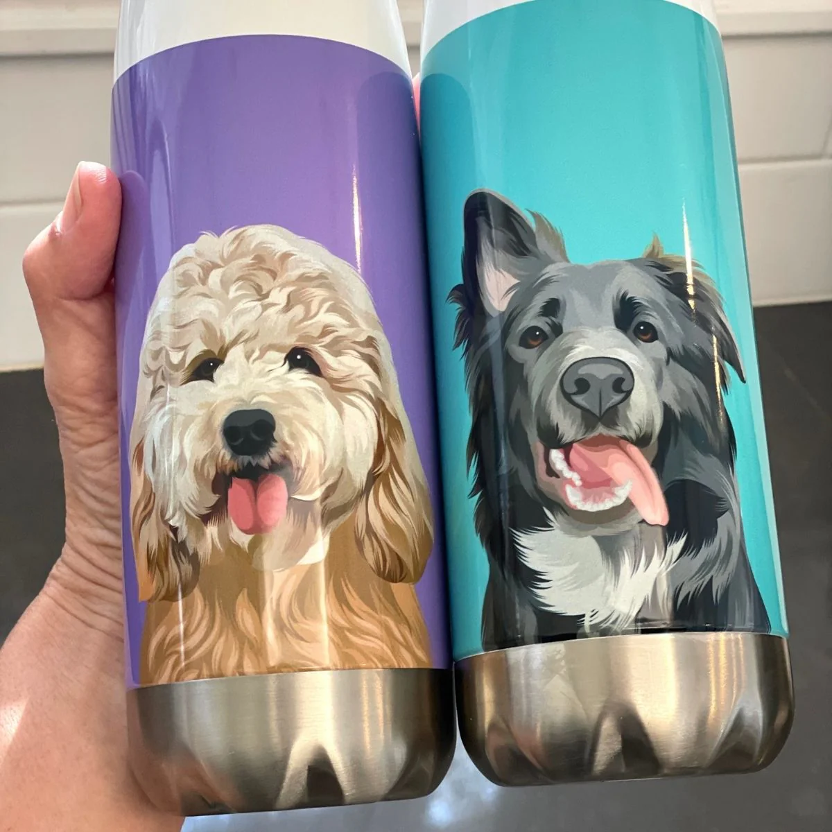 Custom pet water bottle effect picture