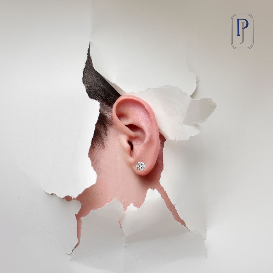 Lab diamond earrings made with white gold are suitable for Indian men who want a mixed look.
