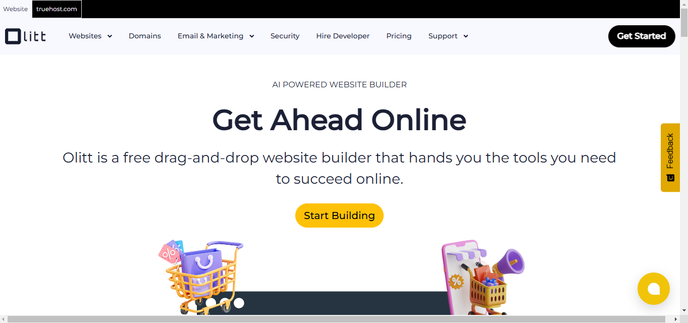 a screenshot of Olitt website Builders with Stunning Templates