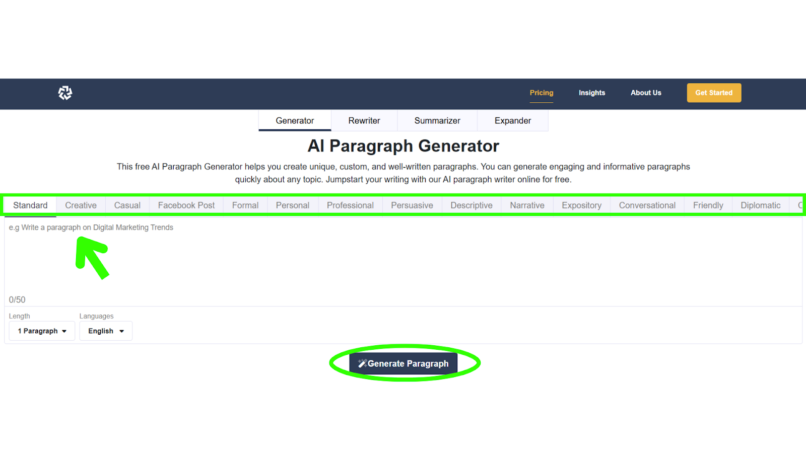  AI paragraph generator