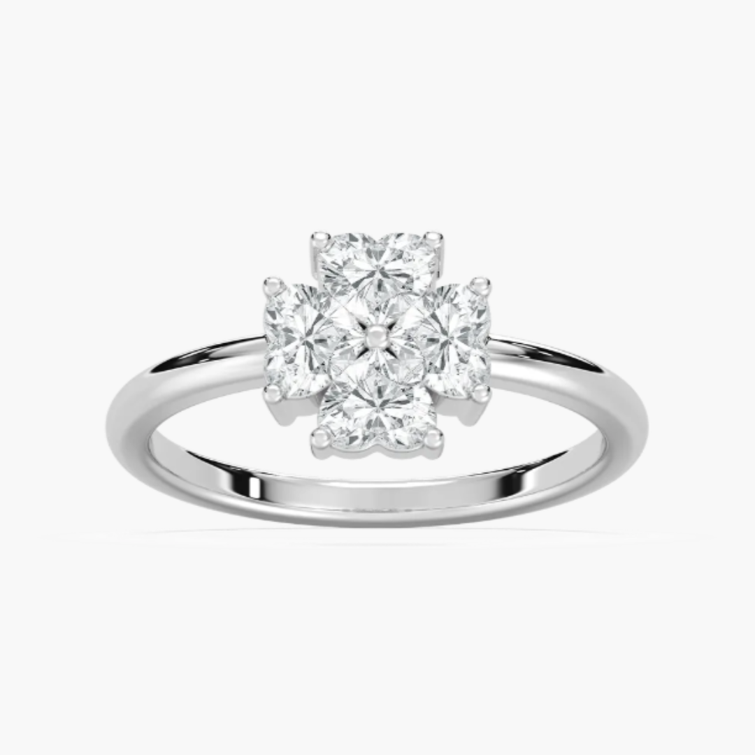 Lab-grown diamond engagement ring made with the unique design.