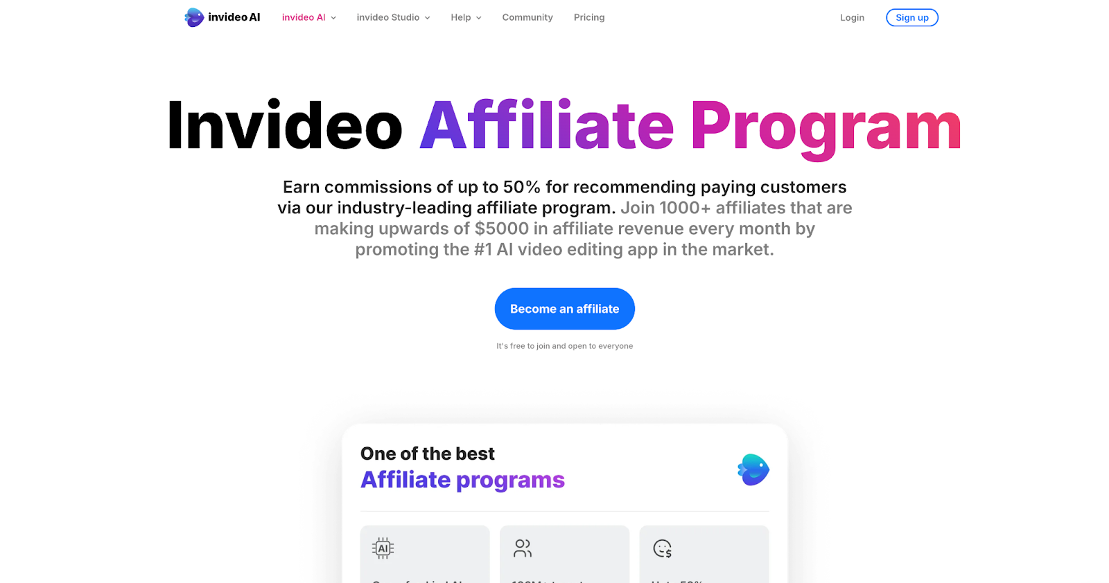 Invideo affiliate program