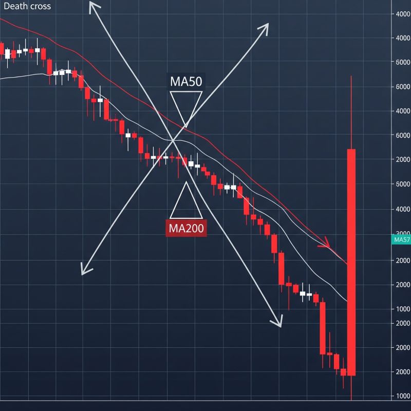 Biểu đồ kỹ thuật chỉ số giảm điểm với tín hiệu “death cross”