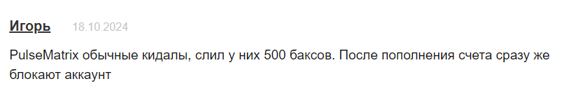 PulseMatrix: отзывы о посреднике и описание его предложений