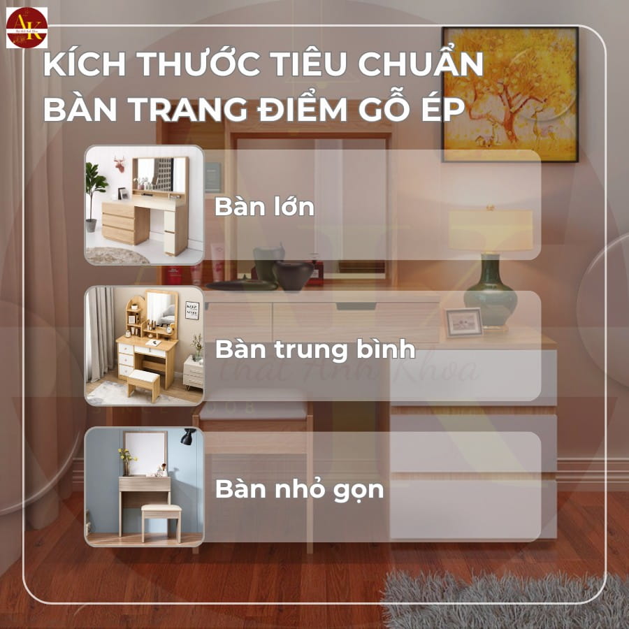 Kích thước tiêu chuẩn bàn trang điểm gỗ ép