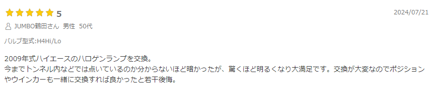 ①HID屋　Mシリーズ 口コミ①