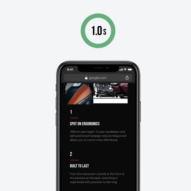 Image demonstrating fast loading times on Swipe Pages' PPC landing pages