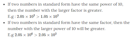 Comparision of quantities using exponents