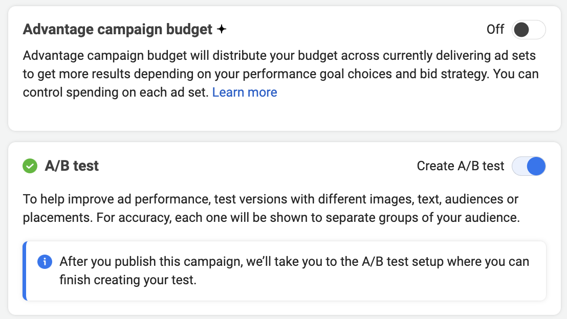 How to run Facebook ads - Option to choose Advantage campaign budget