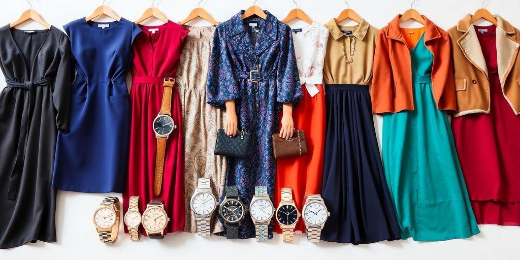 Elegant watches paired with fashionable dresses and outfits.