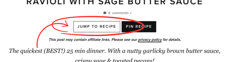 jump links on recipe blog posts