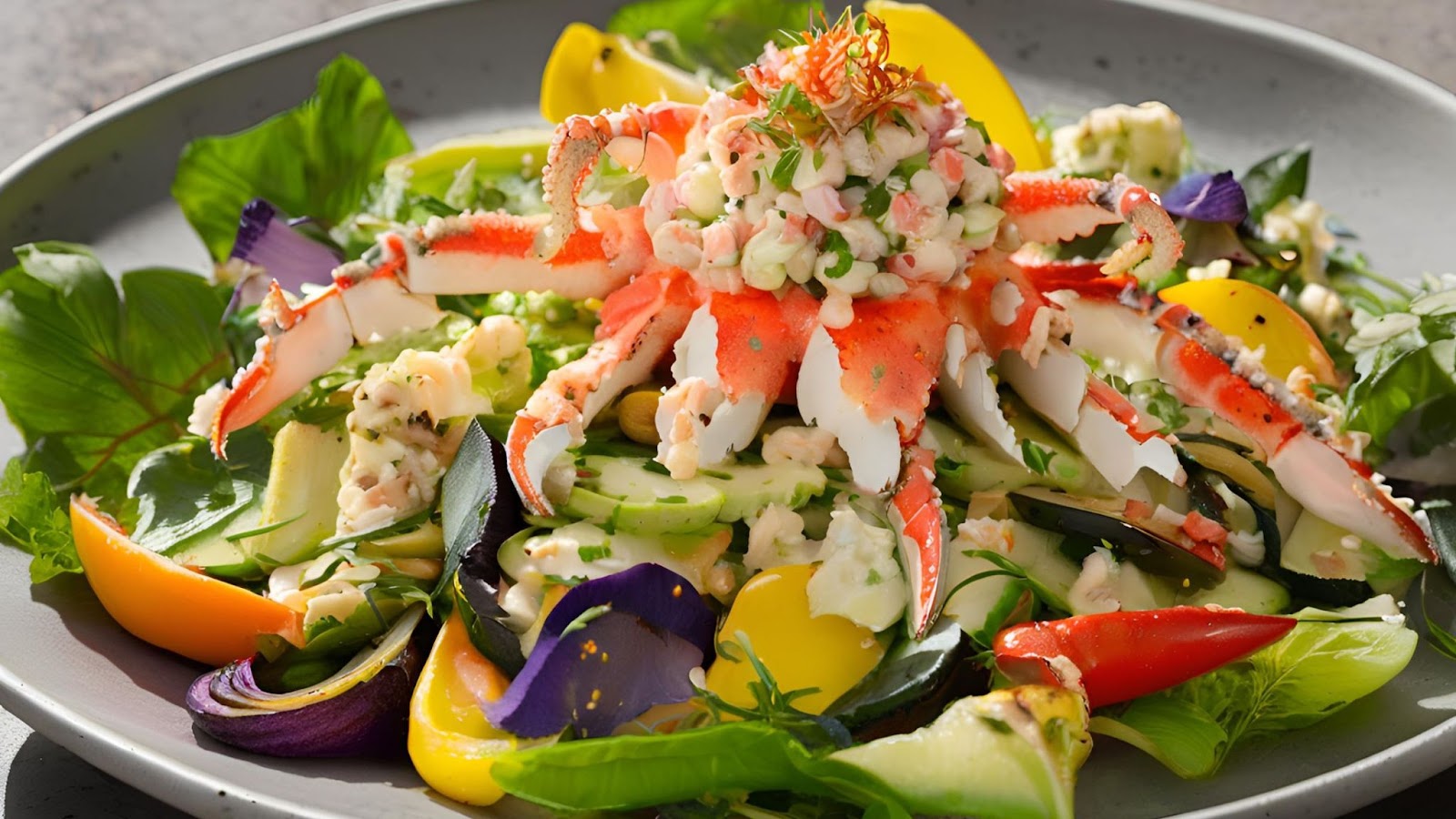 Salad cua hoàng đế trộn với rau củ nướng
