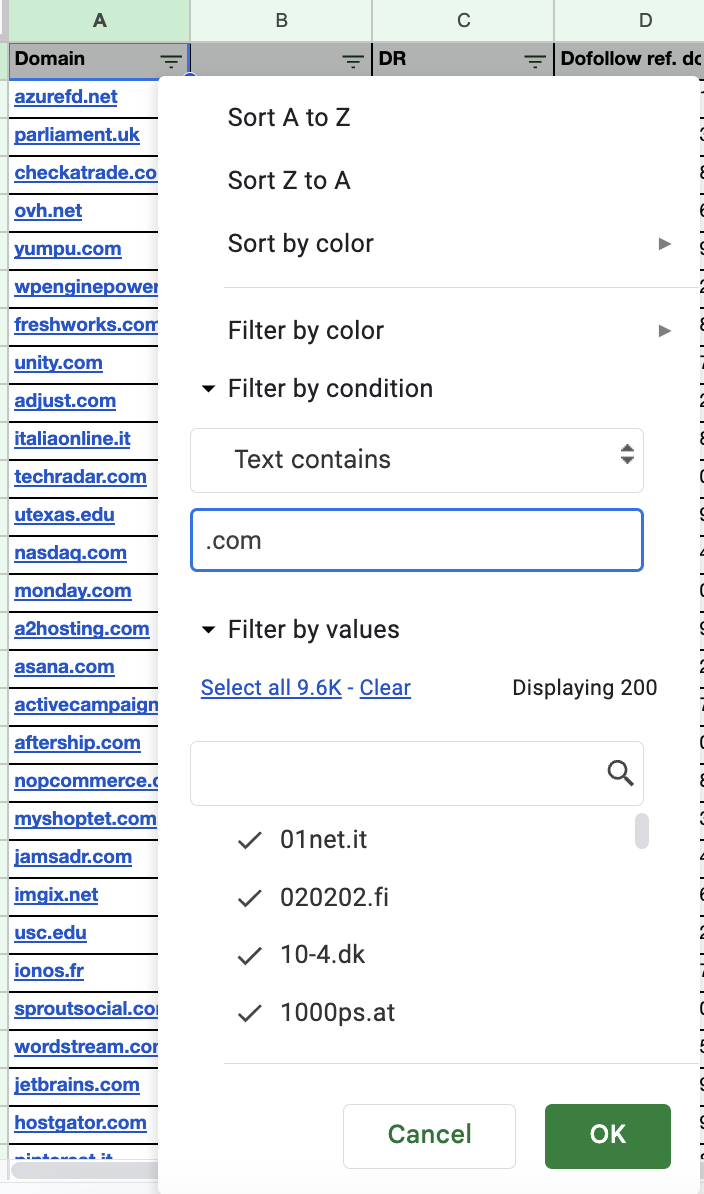 Filtering out results