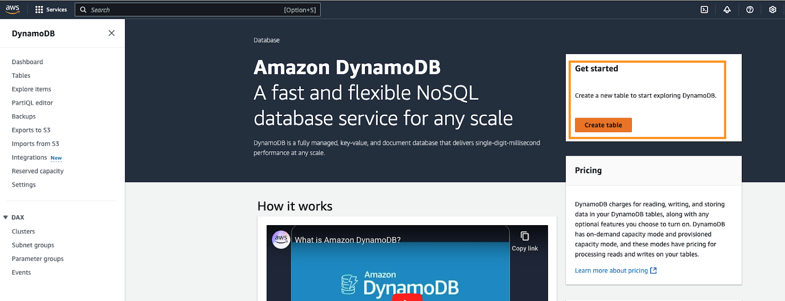 Amazon DynamoDB UI