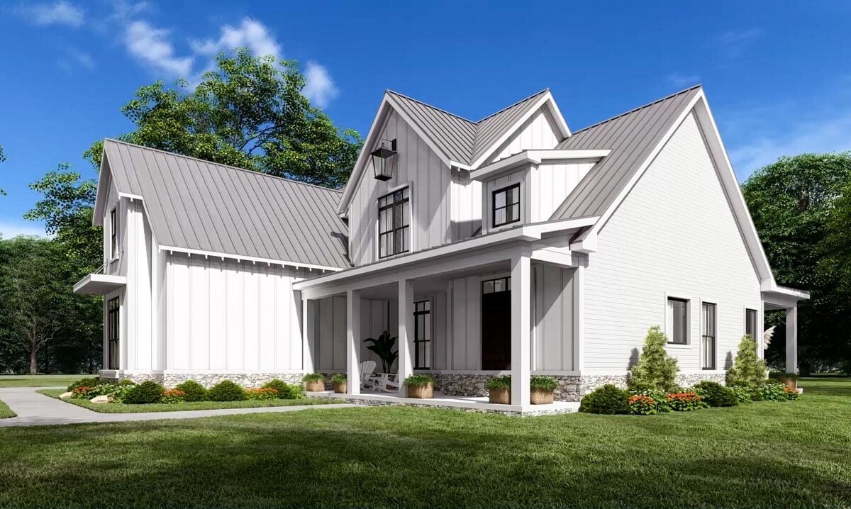 Right rendering of the 3-bedroom two-story country home.