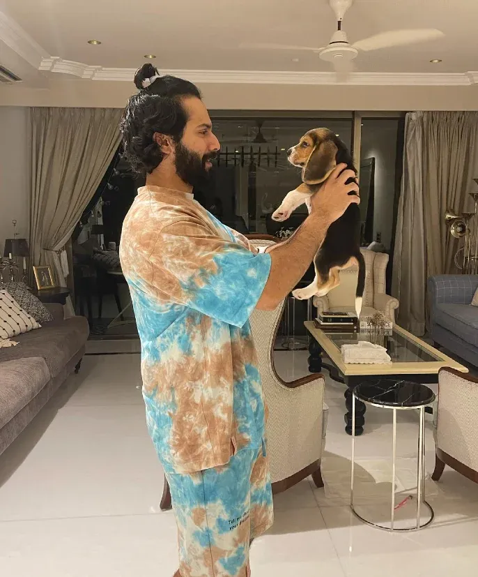 Varun Dhawan with pet