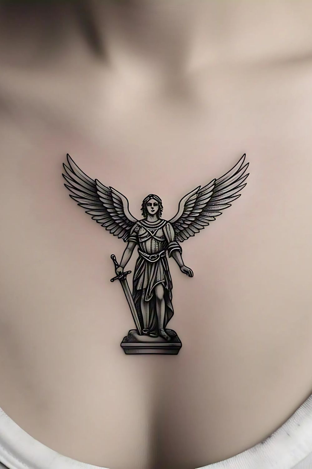 Saint Michael Tattoo on the Chest