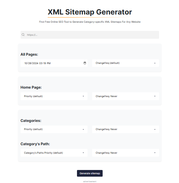 XML sitemap generator by ettvi screenshot