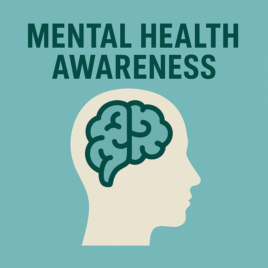 Mental health ribbon represented to show awareness for mental health problems and patients