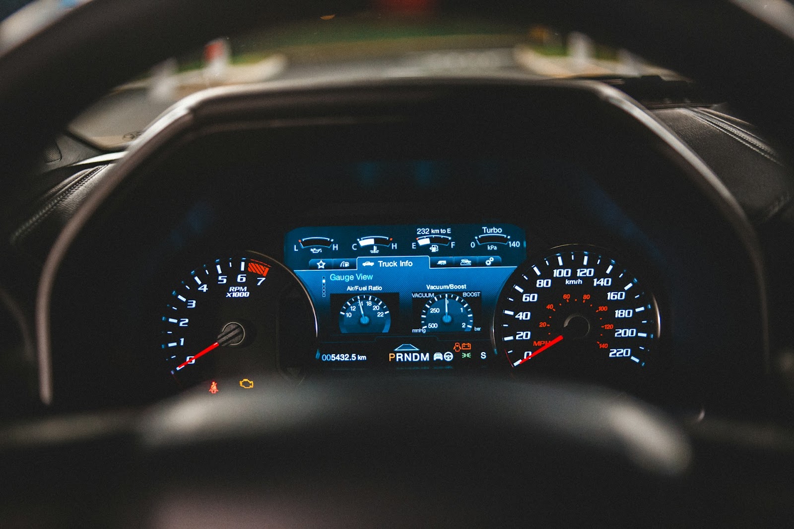 odometer and dashboard close-up