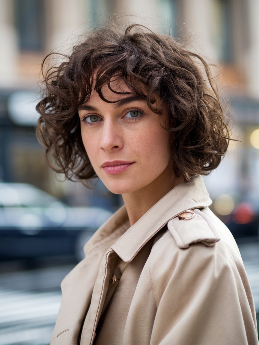 7. Curly Shag with Wispy Bangs