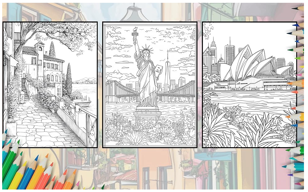 Travel coloring book
