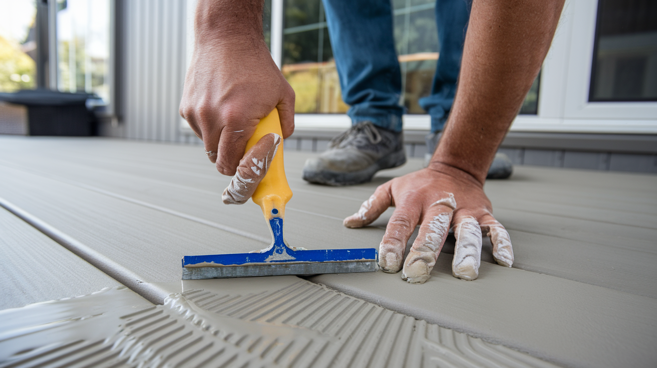 squeegee on deck wood filler