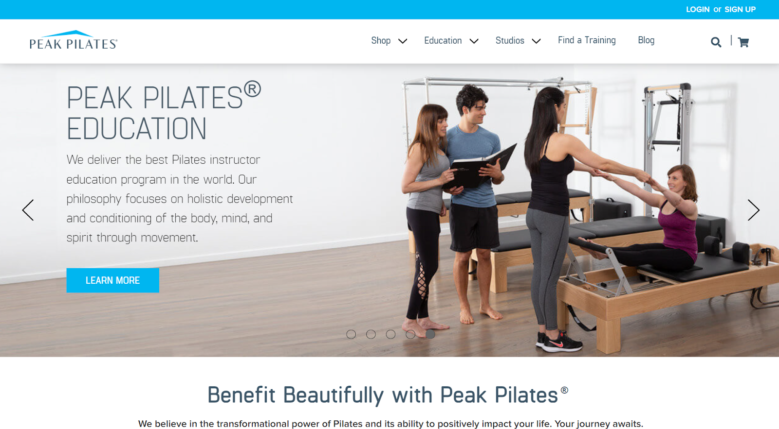 マシンピラティス　資格　Peak Pilates公式サイト画像