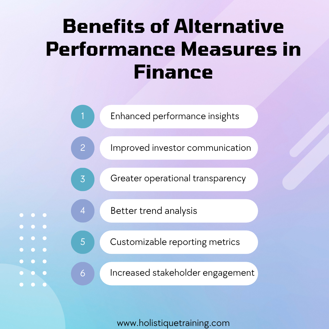 Benefits of alternative performance measures in Finance