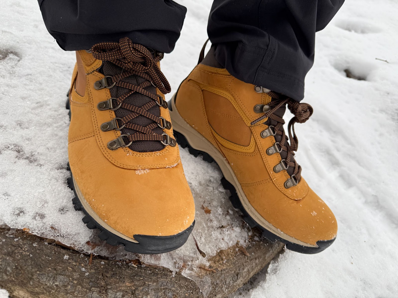 Timberland Mt Maddsen holding grip on a rock showcasing the stability