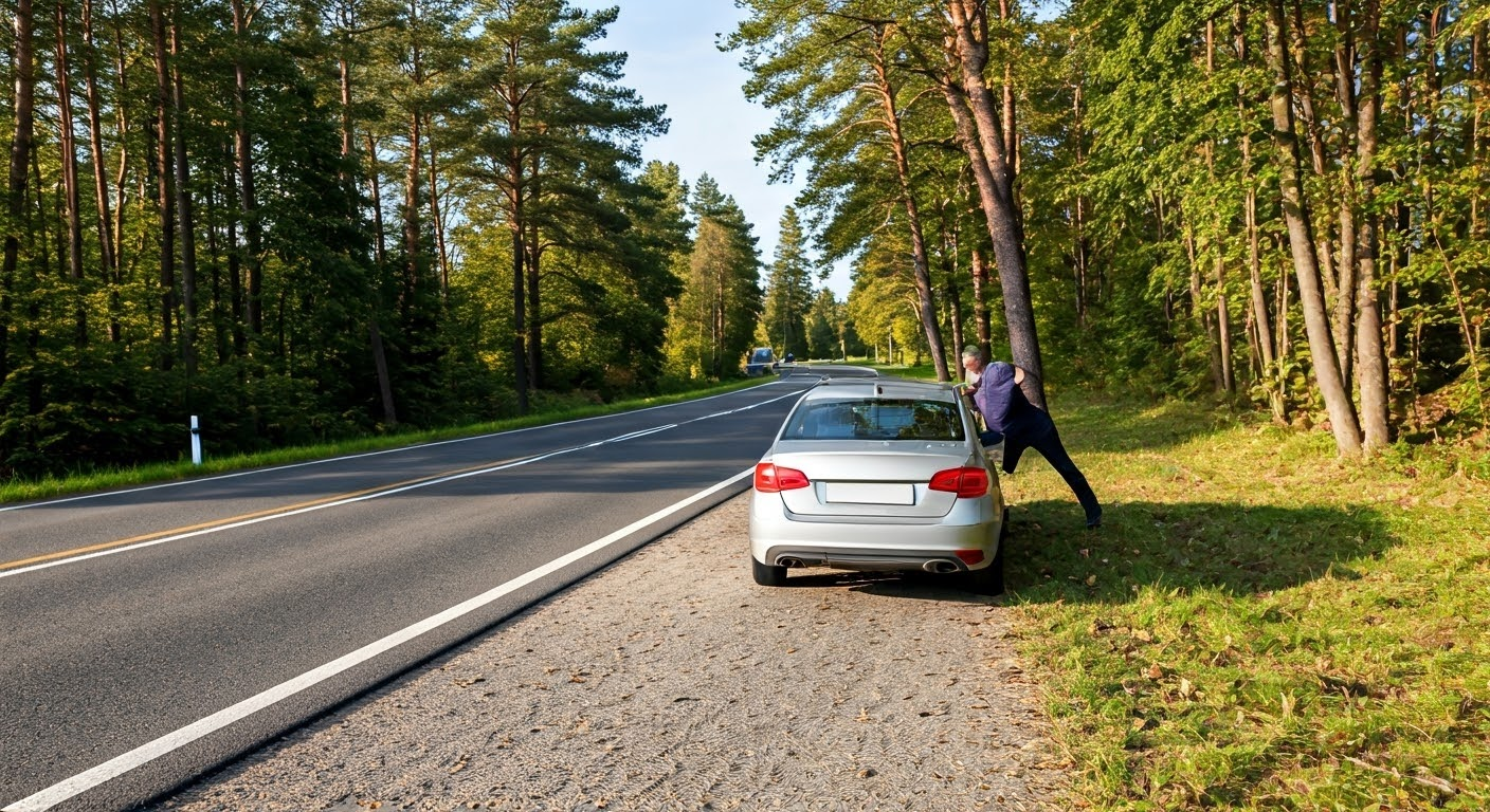 Driver moving car to safety