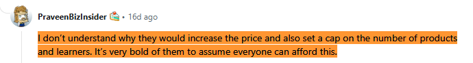 Comment about Teachable Pricing