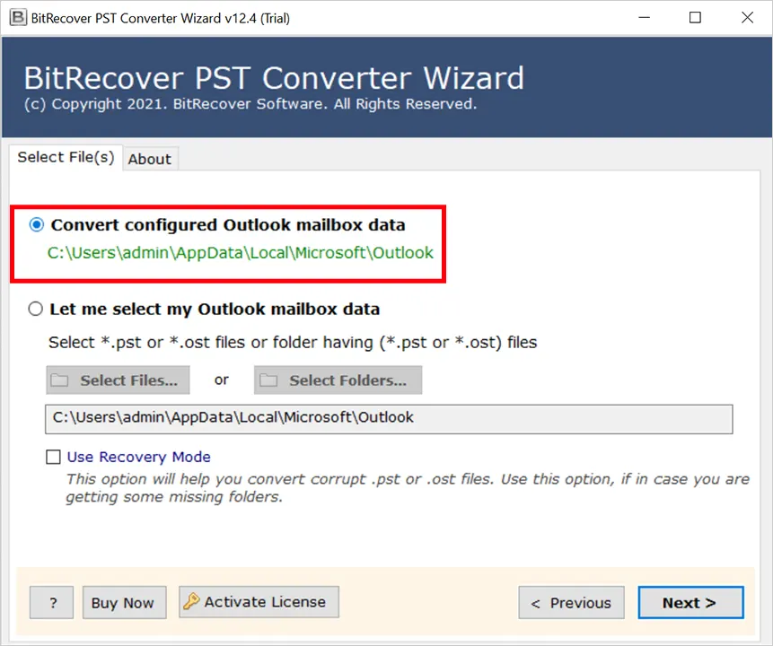 enable automated way to configure outlook data