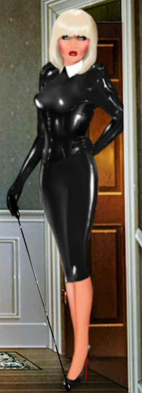 A person in a black latex suit

Description automatically generated