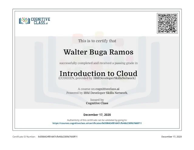 Certificado Introduction to Cloud