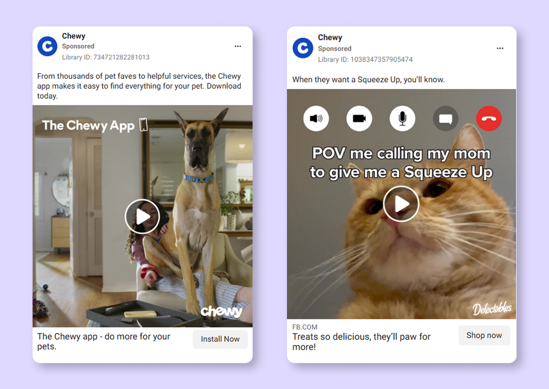 Facebook ad creative examples with consistent branding
