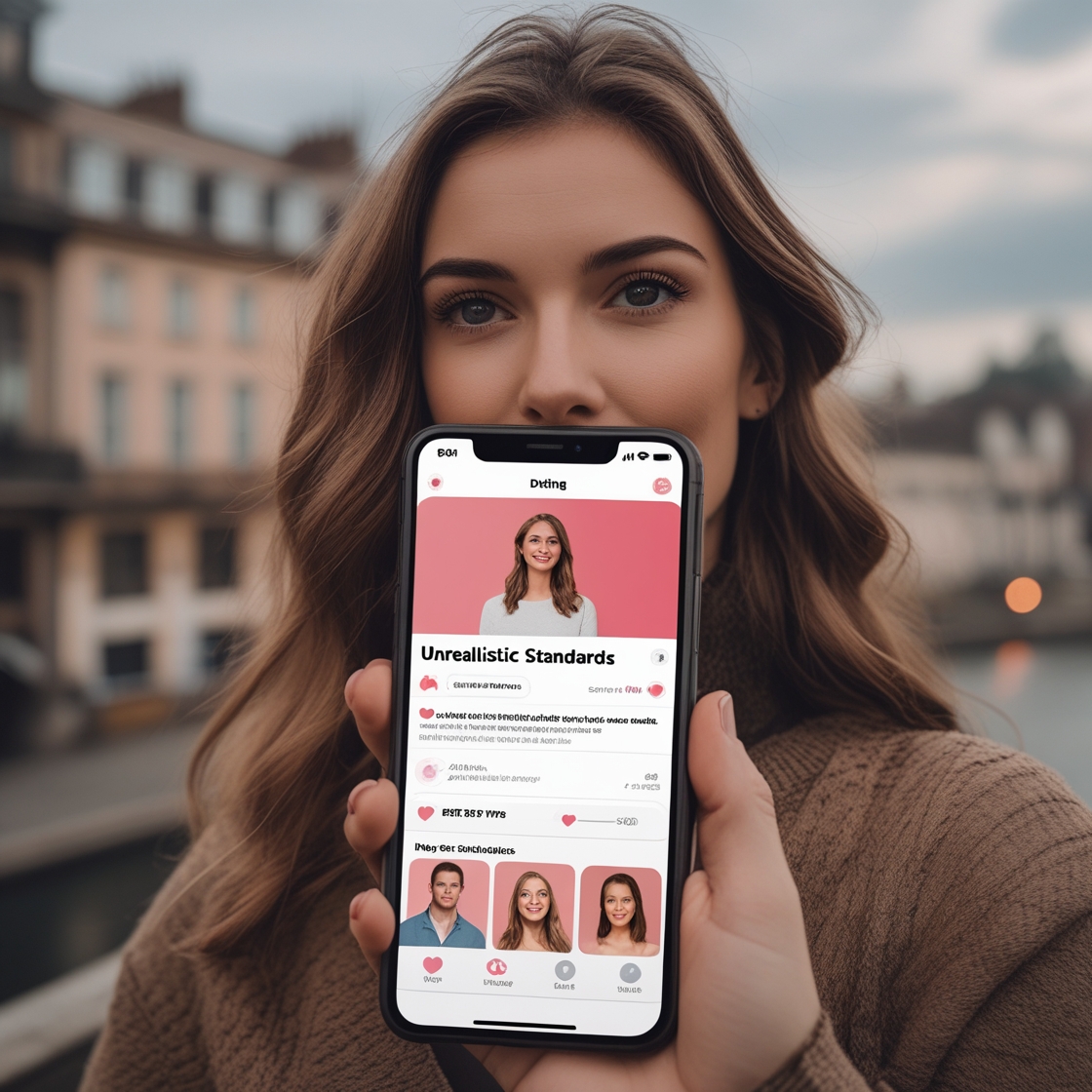 A dating app profile with “Unrealistic Standards” as a bio, showing how high expectations ruin dating