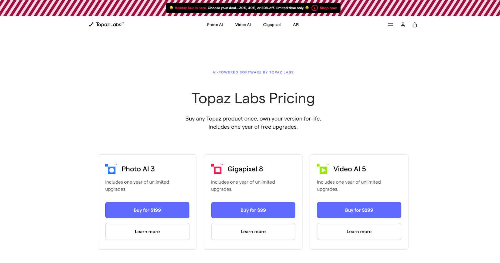 Topaz Video AI pricing